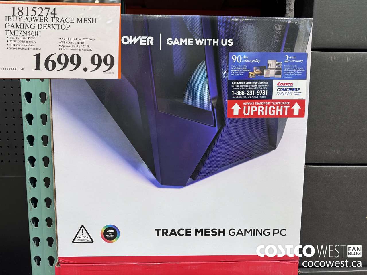 1815274 IBUYPOWER TRACE MESH GAMING DESKTOP TMI7N4601 $1699.99