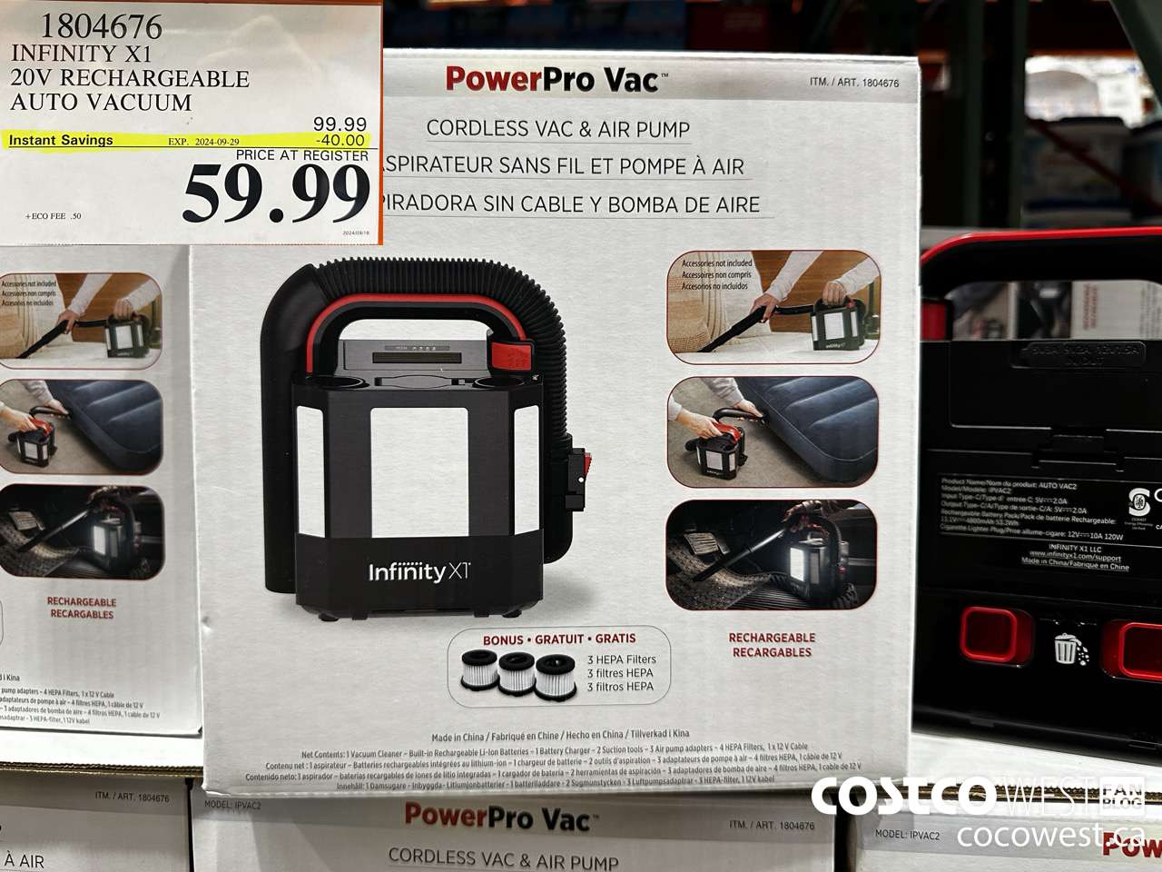 1804676 INFINITY X1 20V RECHAEGEABLE AUTO VACUUM ($40.00 INSTANT SAVINGS EXPIRES ON 2024-09-29) $59.99