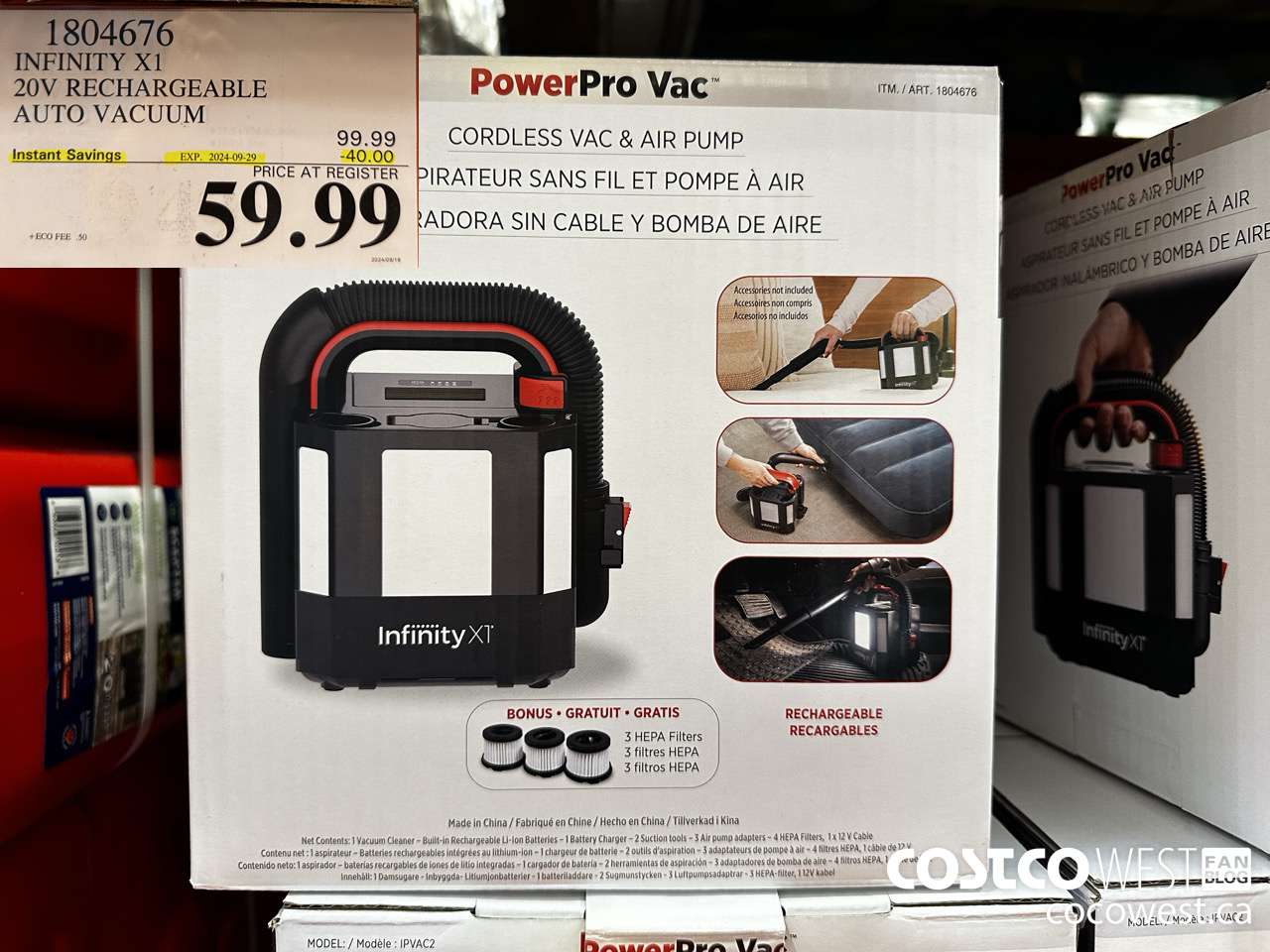 1804676 INFINITY X1 20V RECHAEGEABLE AUTO VACUUM ($40.00 INSTANT SAVINGS EXPIRES ON 2024-09-29) $59.99