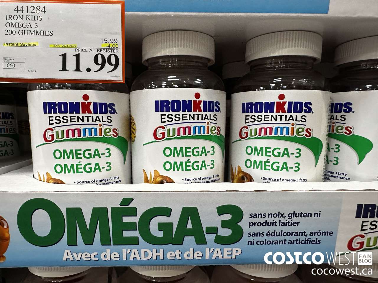 441284 IRON KIDS OMEGA 3 200 GUMMIES ($4.00 INSTANT SAVINGS EXPIRES ON 2024-09-29) $11.99