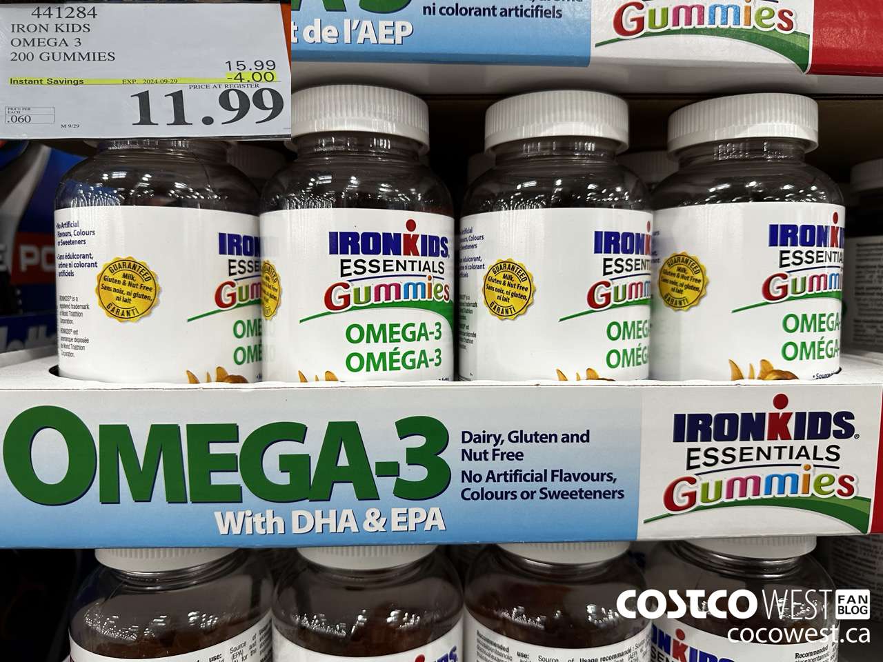441284 IRON KIDS OMEGA 3 200 GUMMIES ($4.00 INSTANT SAVINGS EXPIRES ON 2024-09-29) $11.99