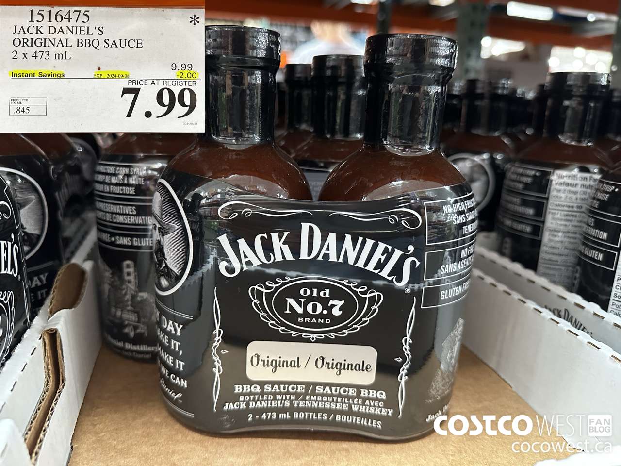 1516475 JACK DANIEL'S ORIGNAL BBQ SAUCE 2 x 473 mL  ($2.00 INSTANT SAVINGS EXPIRES ON 2024-09-08) $7.99