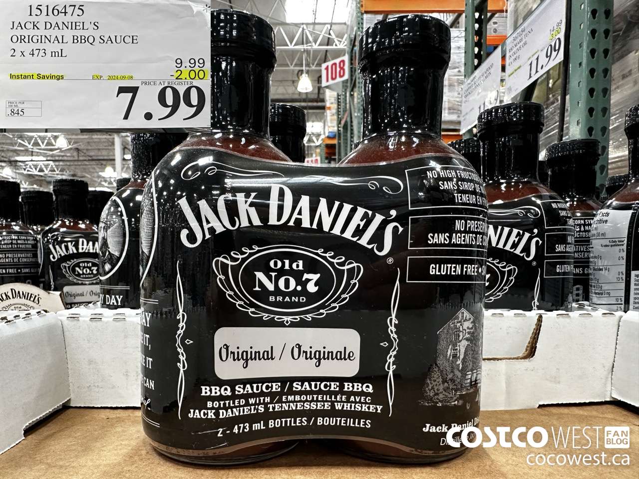 1516475 JACK DANIEL'S ORIGNAL BBQ SAUCE 2 x 473 mL  ($2.00 INSTANT SAVINGS EXPIRES ON 2024-09-08) $7.99