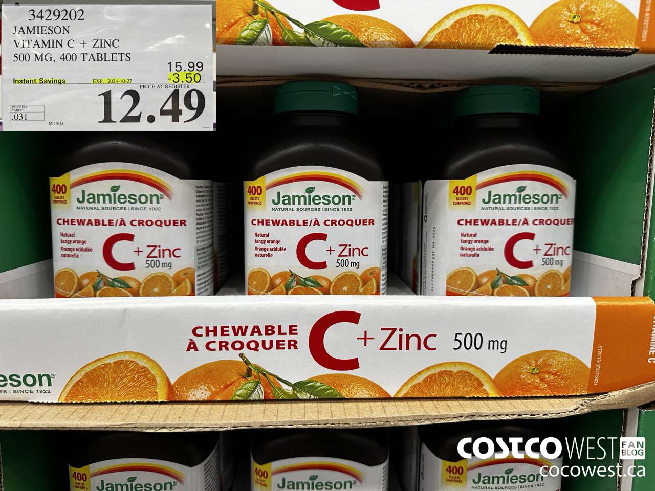 3429202 JAMIESON VITAMIN C+ZINC 500MG 400 TABLET ($3.50 INSTANT SAVINGS EXPIRES ON 2024-10-27) $12.49