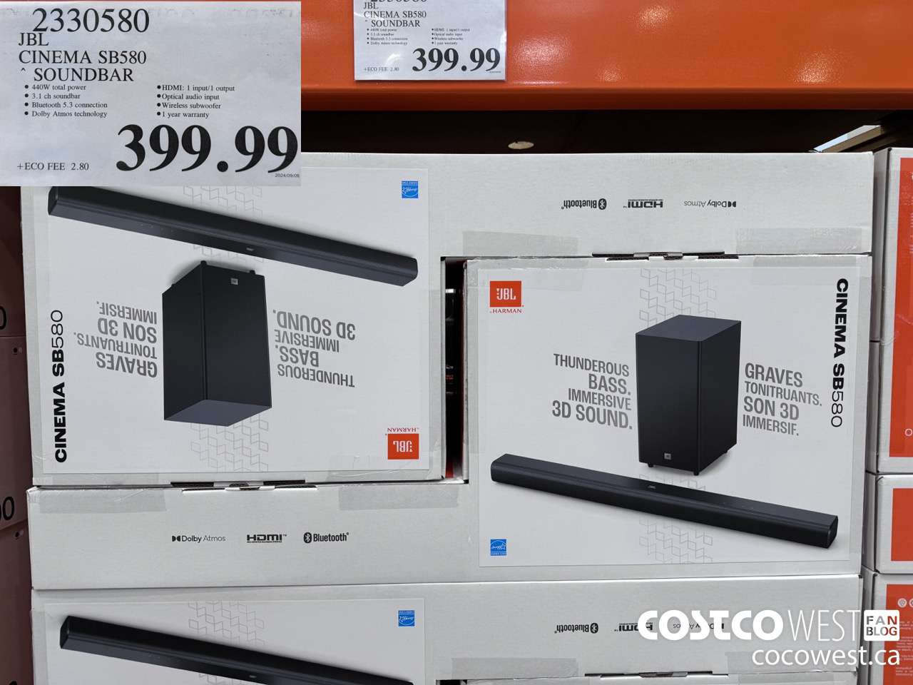 2330580 JBL CINEMA SB580 SOUNDBAR $399.99