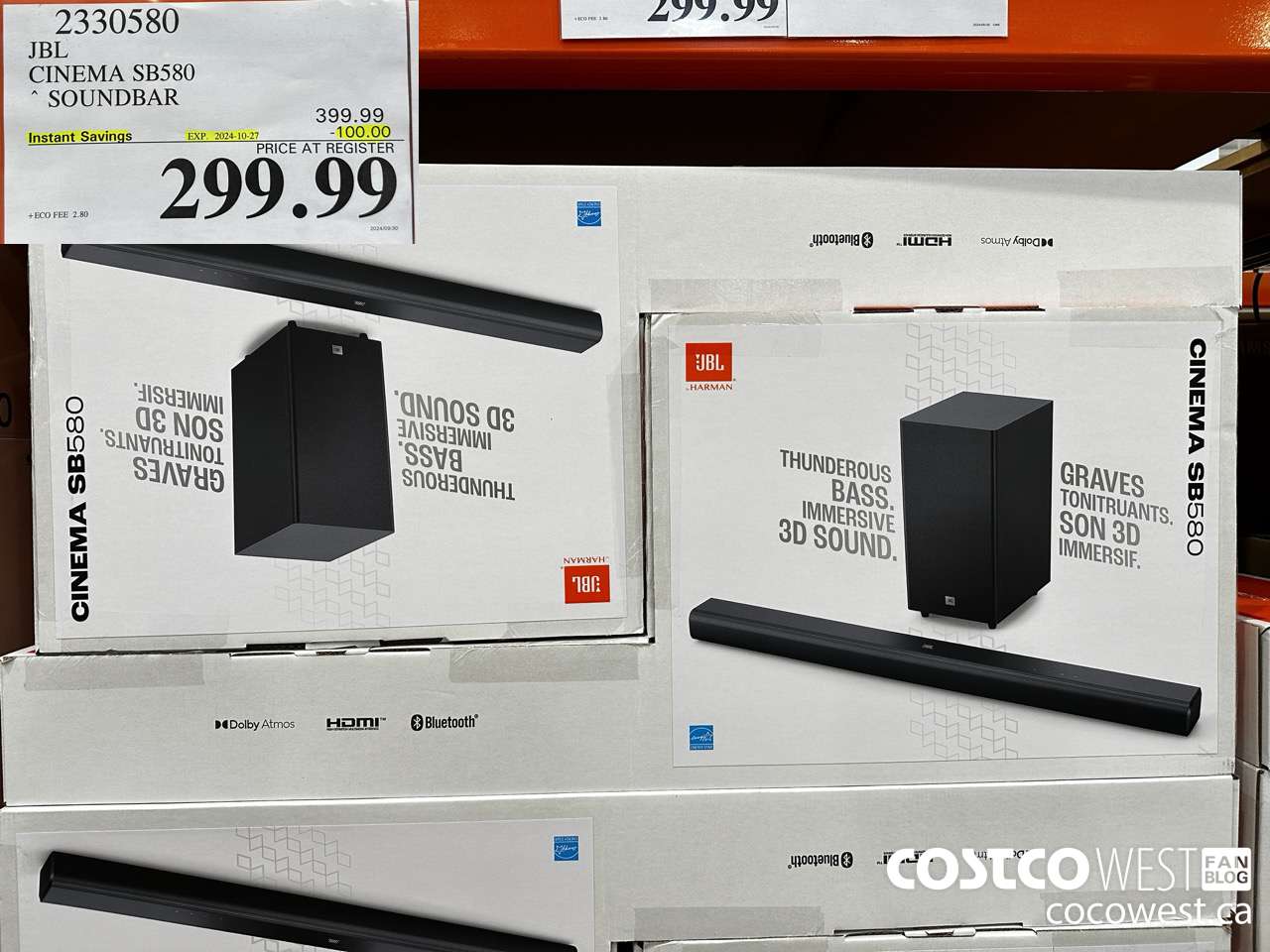 2330580 JBL CINEMA SB580 SOUNDBAR ($100.00 INSTANT SAVINGS EXPIRES ON 2024-10-27) $299.99