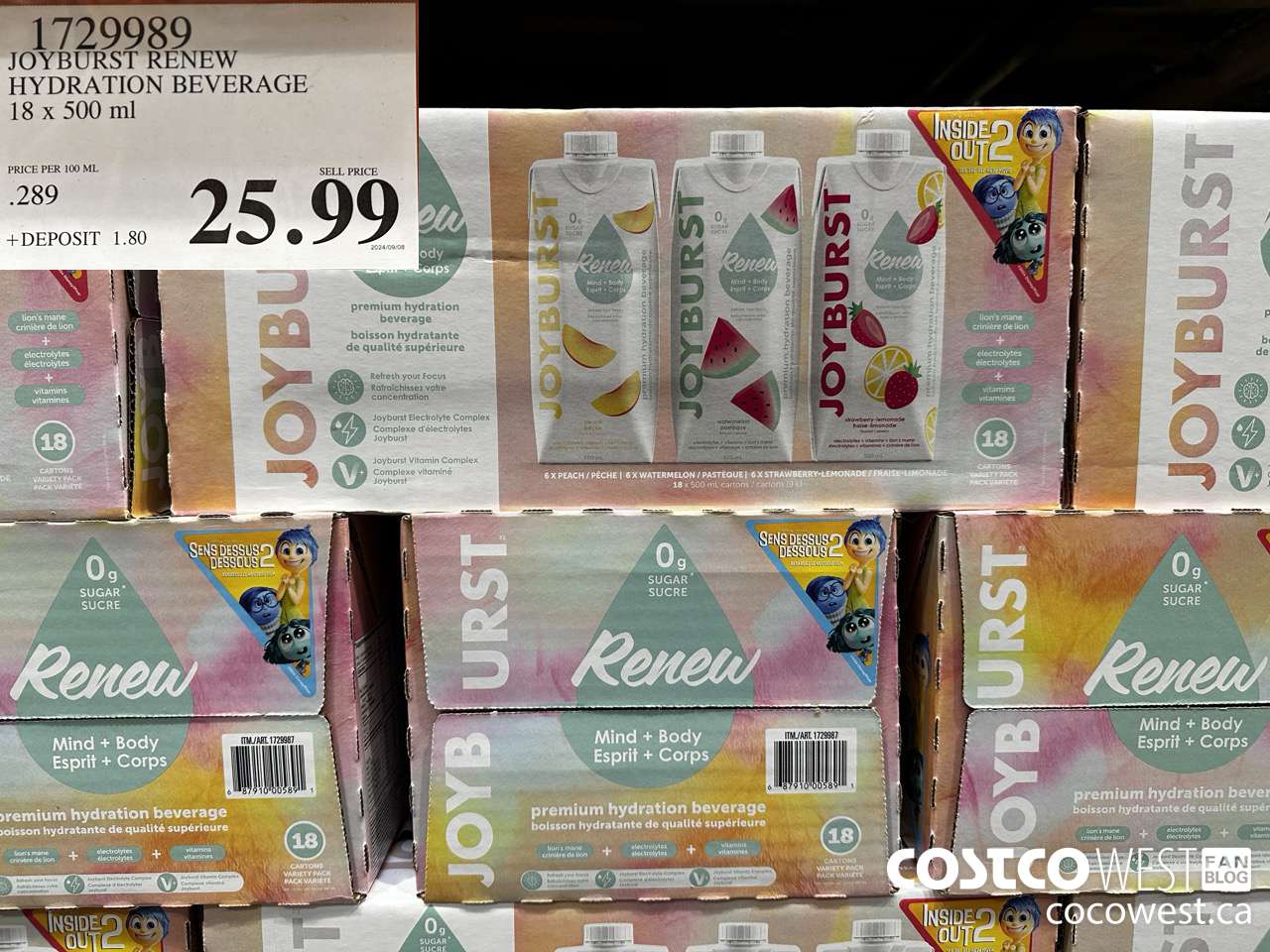 1729989 JOYBURST RENEW HYDRATION BEVERAGE 18 X 500 ML $25.99