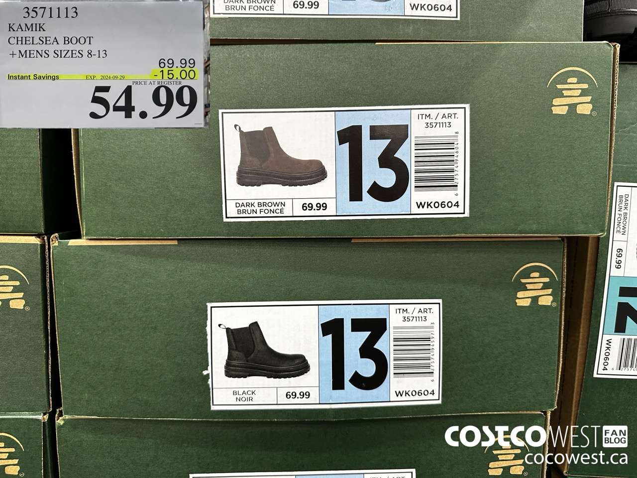 3571113 KAMIK CHELSEA BOOT MENS SIZES 8-13 ($15.00 INSTANT SAVINGS EXPIRES ON 2024-09-29) $54.99