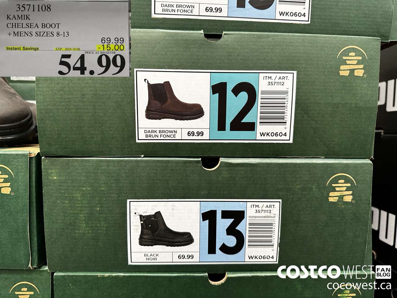 3571108 KAMIK CHELSEA BOOT MENS SIZES 8-13 ($15.00 INSTANT SAVINGS EXPIRES ON 2024-10-06) $54.99