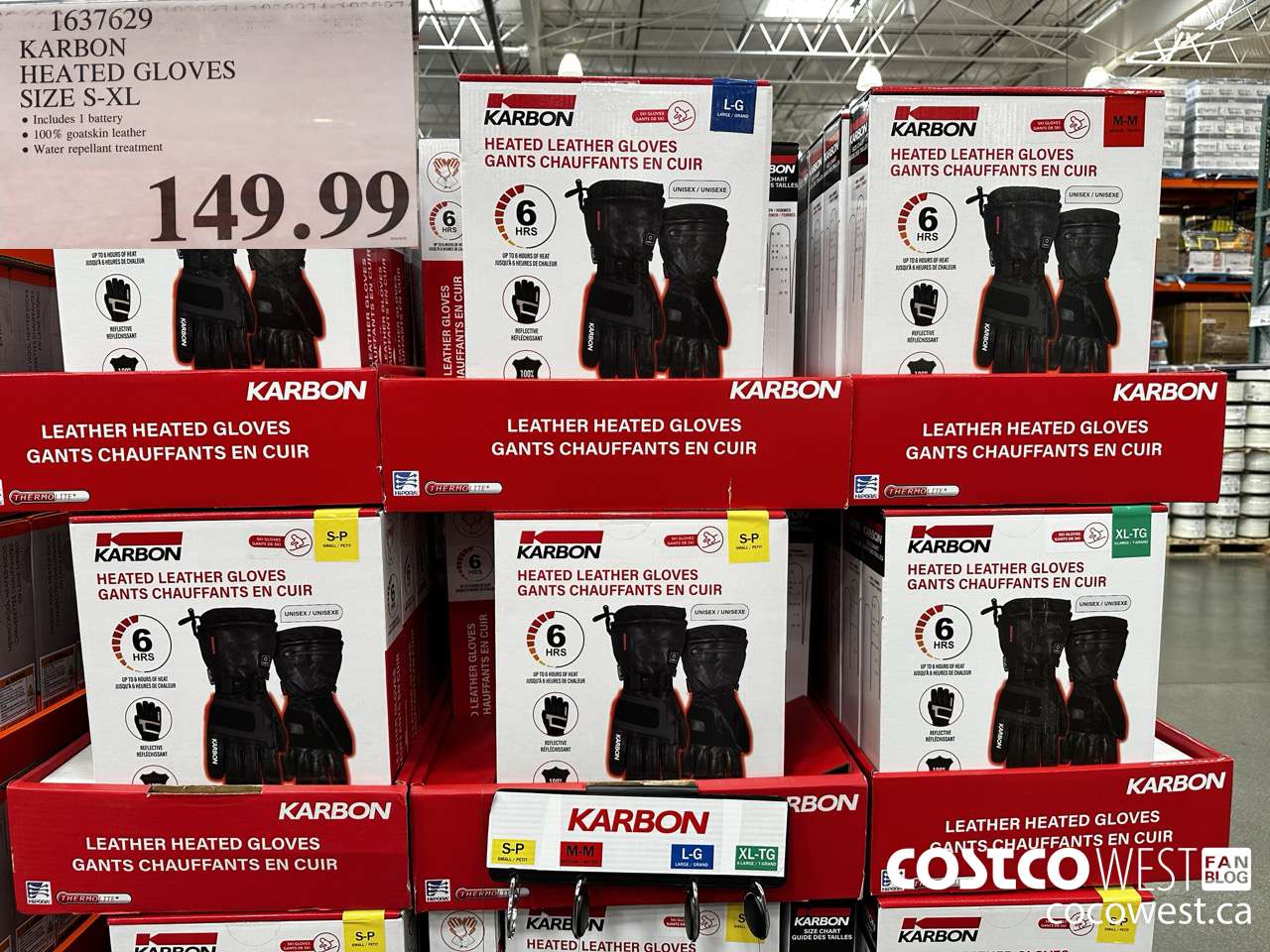 1637629 KARBON HEATED GLOVES SIZE S-XL $149.99