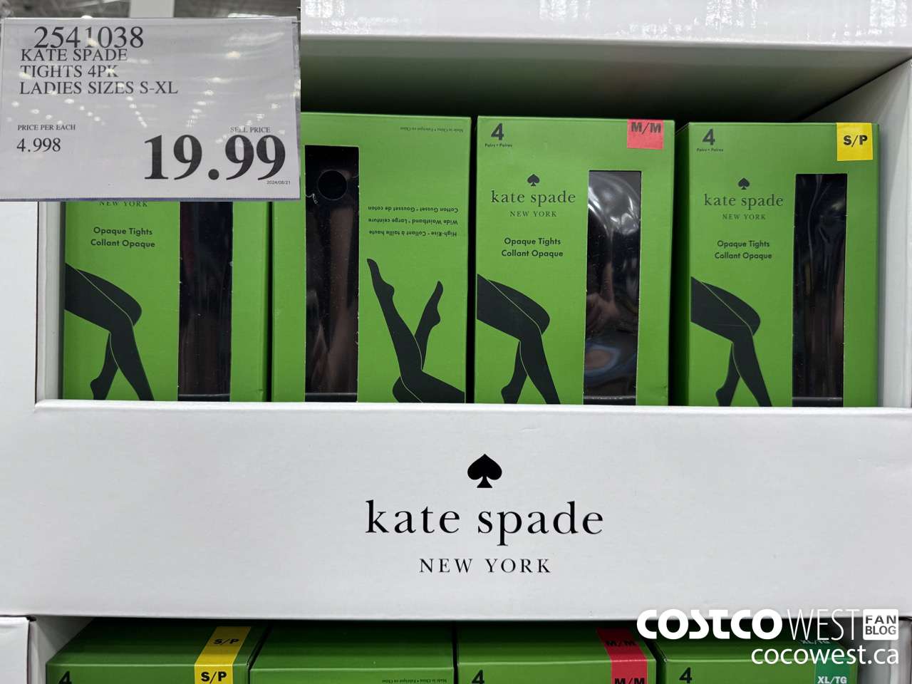 2541038 KATE SPADE TIGHTS 4PK LADIES SIZES S-XL $19.99