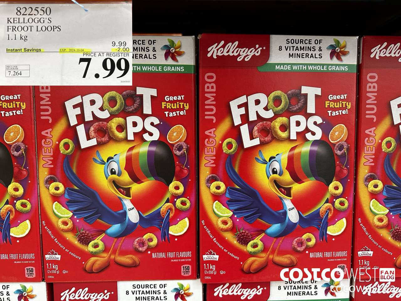 822550 KELLOGGS FROOT LOOPS 1.1 kg ($2.00 INSTANT SAVINGS EXPIRES ON 2024-10-04) $7.99