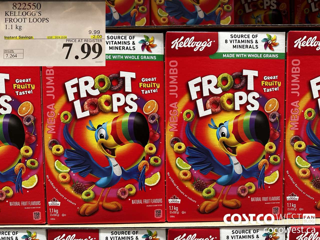 822550 KELLOGGS FROOT LOOPS 1.1 kg ($2.00 INSTANT SAVINGS EXPIRES ON 2024-10-04) $7.99
