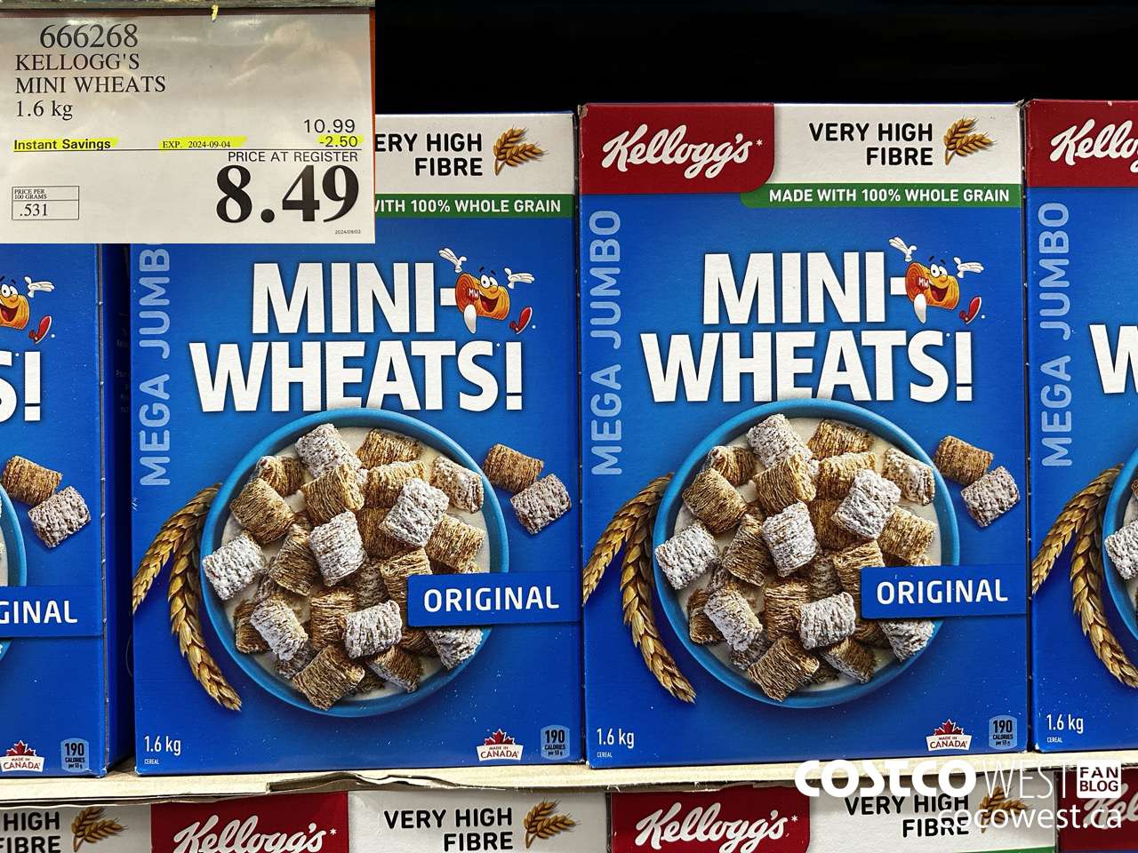 666268 KELLOGG'S MINI WHEATS 1.6 kg ($2.50 INSTANT SAVINGS EXPIRES ON 2024-09-04) $8.49