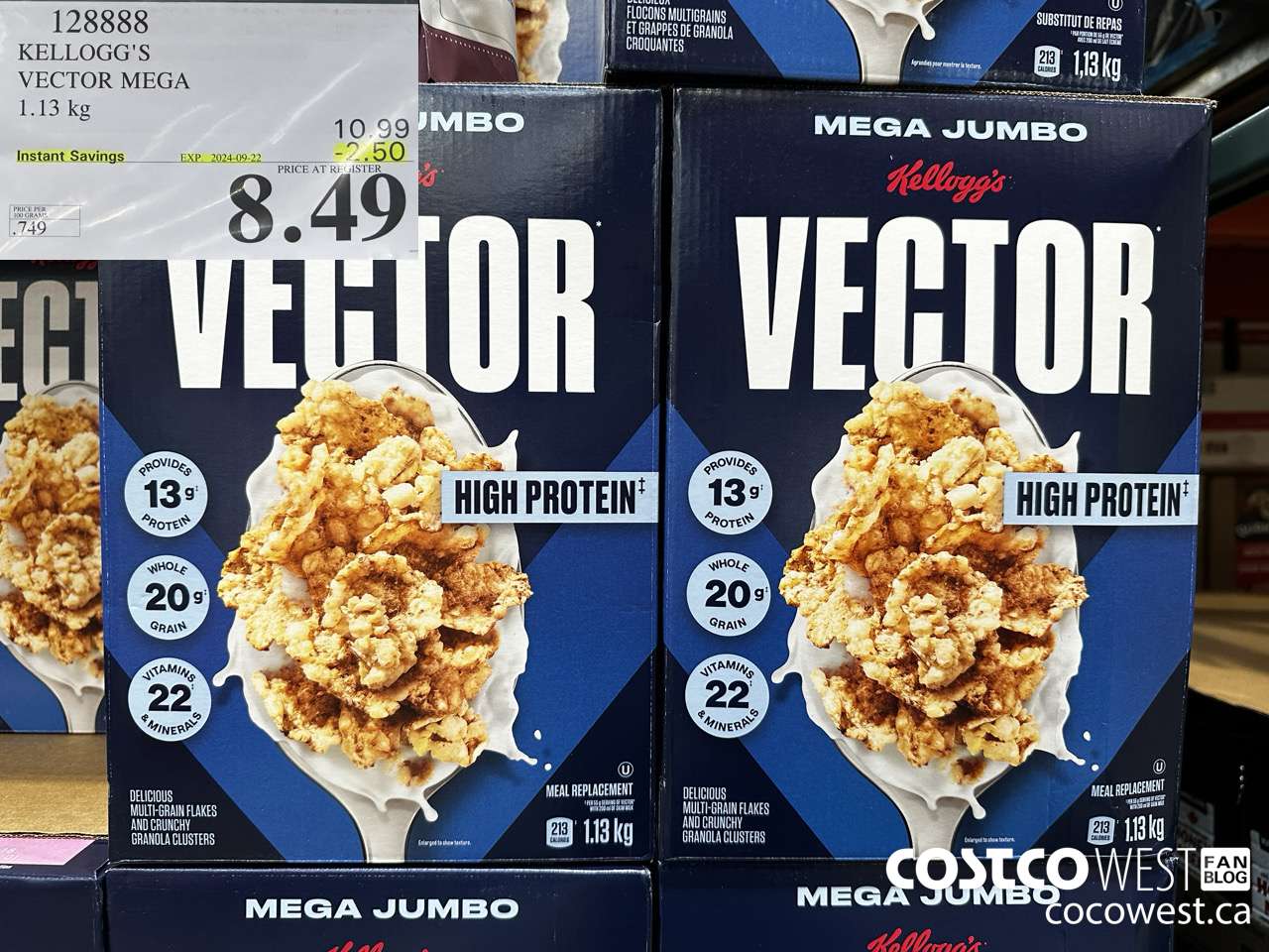128888 KELLOGGS VECTOR MEGA 1.13KG ($2.50 INSTANT SAVINGS EXPIRES ON 2024-09-22) $8.49