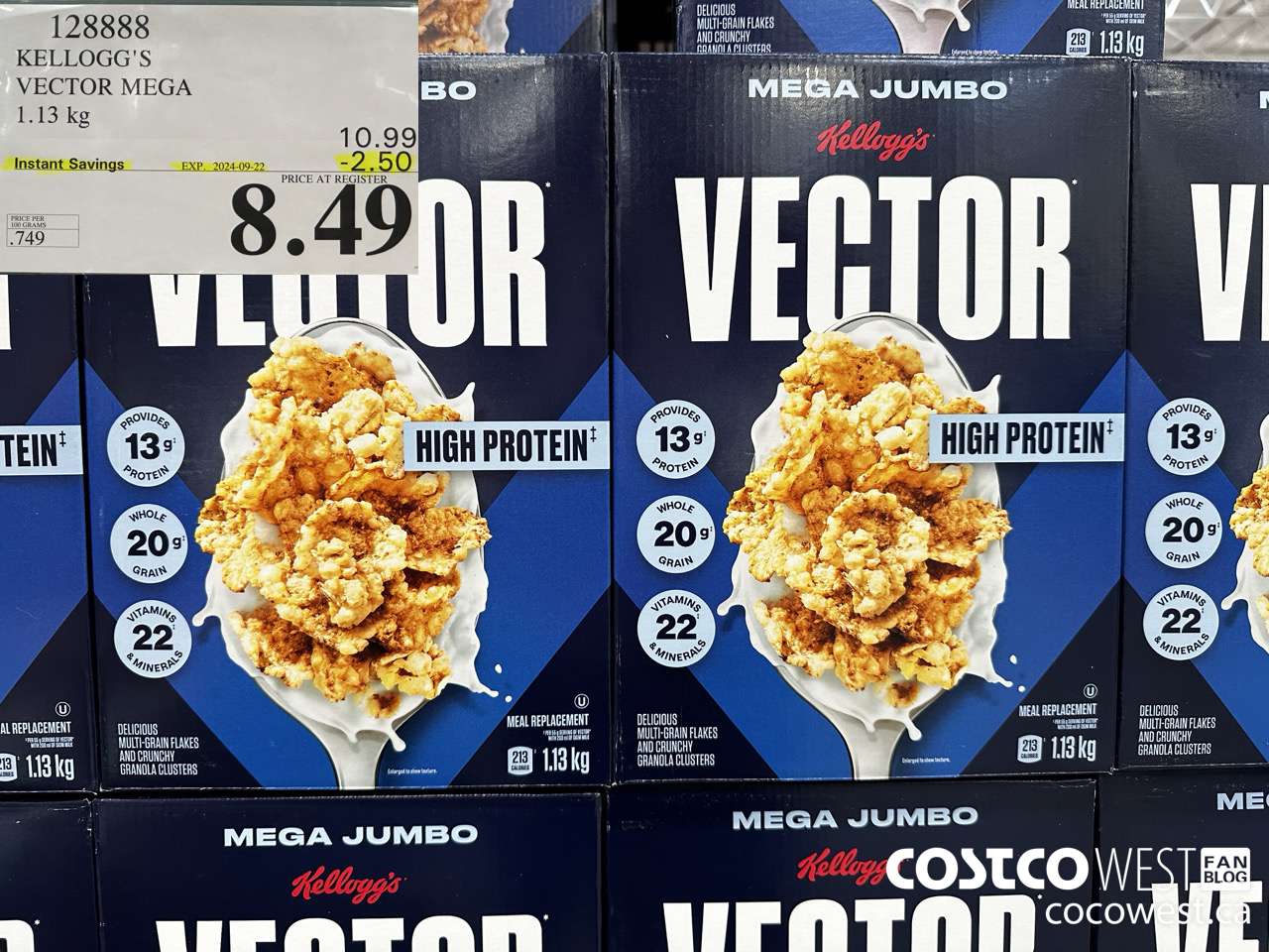 128888 KELLOGGS VECTOR MEGA 1.13KG ($2.50 INSTANT SAVINGS EXPIRES ON 2024-09-22) $8.49