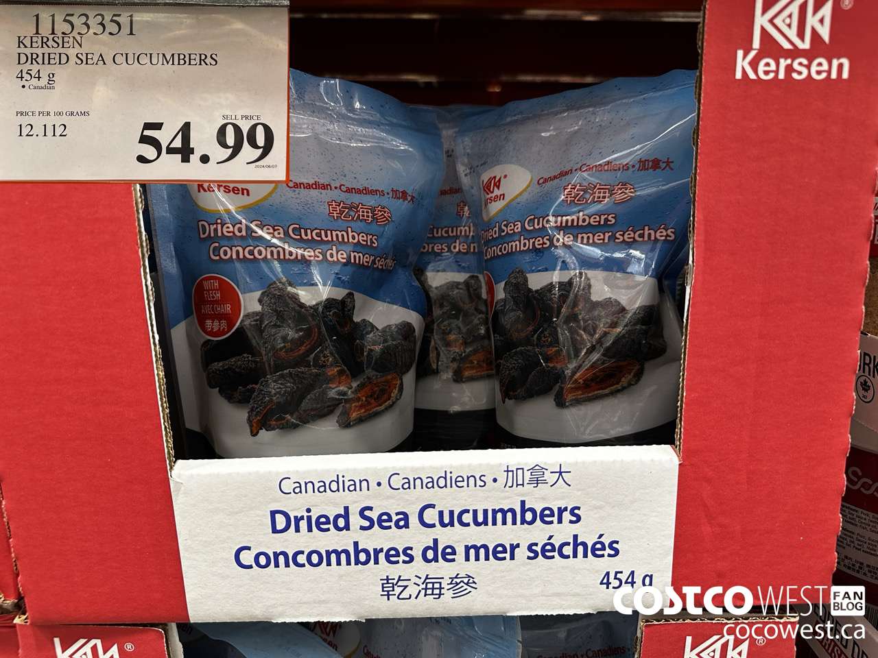 1153351 KERSEN DRIED SEA CUCUMBERS 454 G $54.99