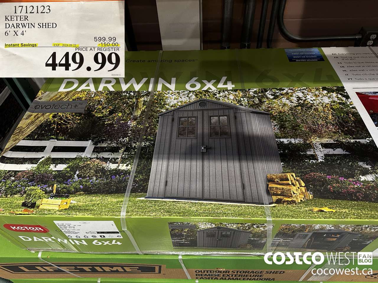 1712123 KETER DARWIN SHED 6' X 4' ($150.00 INSTANT SAVINGS EXPIRES ON 2024-09-22) $449.99