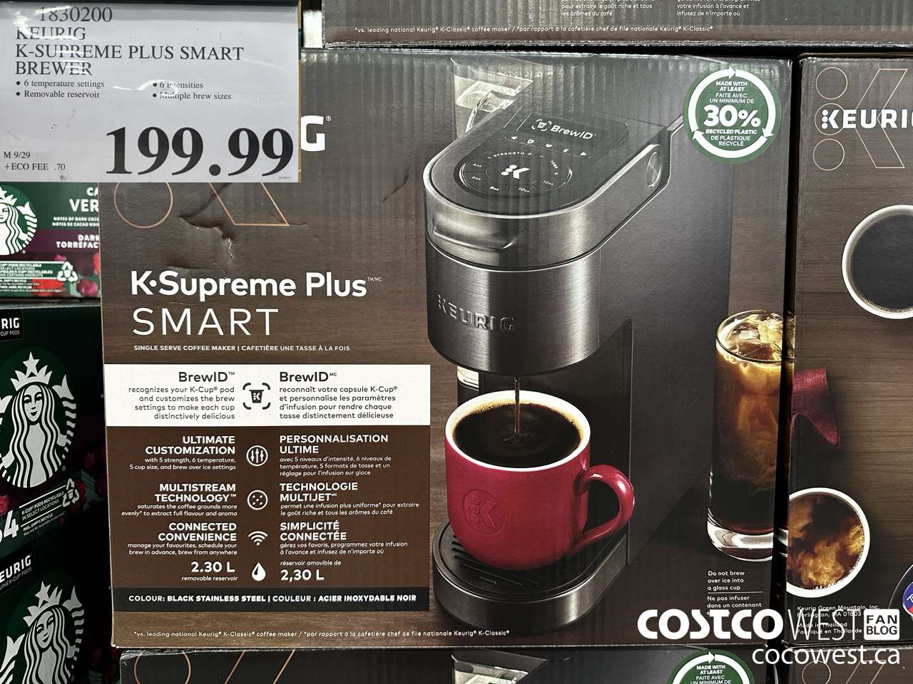 1830200 KEURIG K-SUPREME PLUS SMART BREWER $199.99
