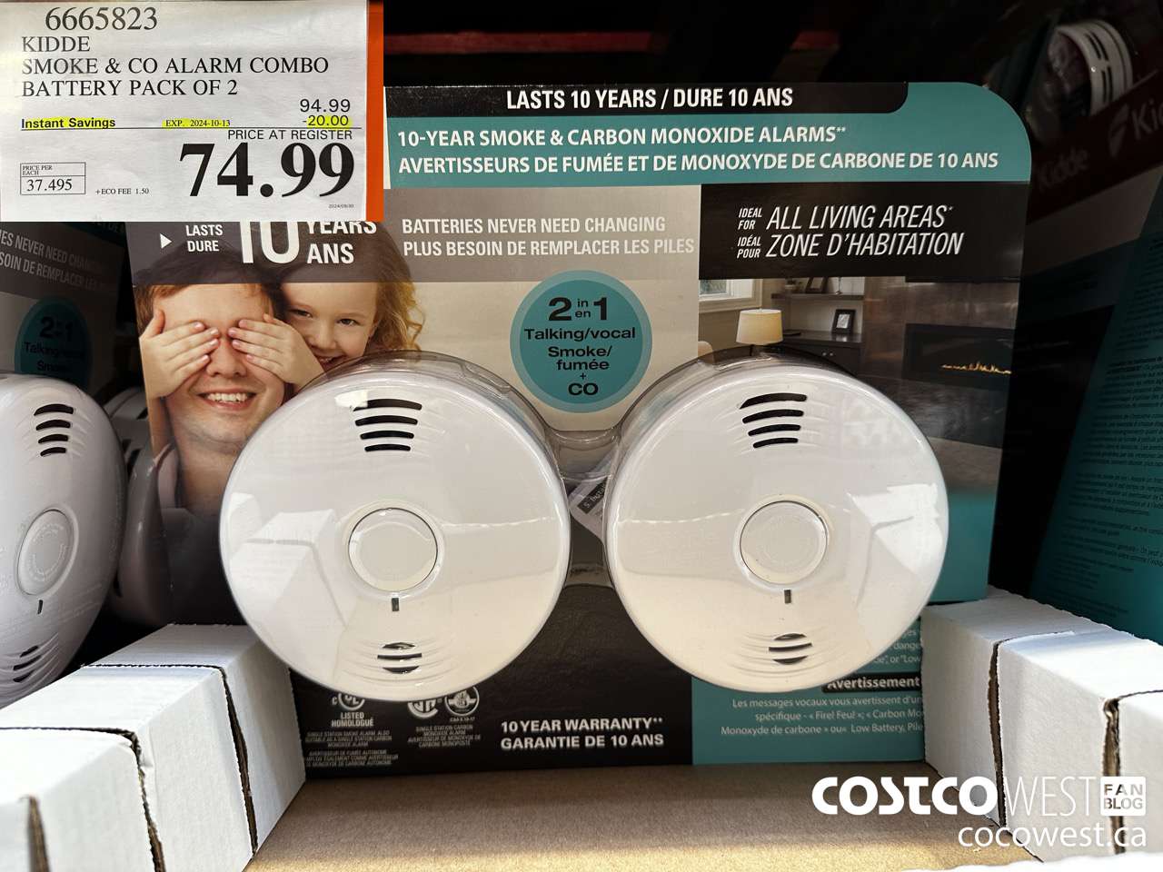 6665823 KIDDE SMOKE & CO ALARM COMBO BATTERY PACK OF 2 ($20.00 INSTANT SAVINGS EXPIRES ON 2024-10-13) $74.99