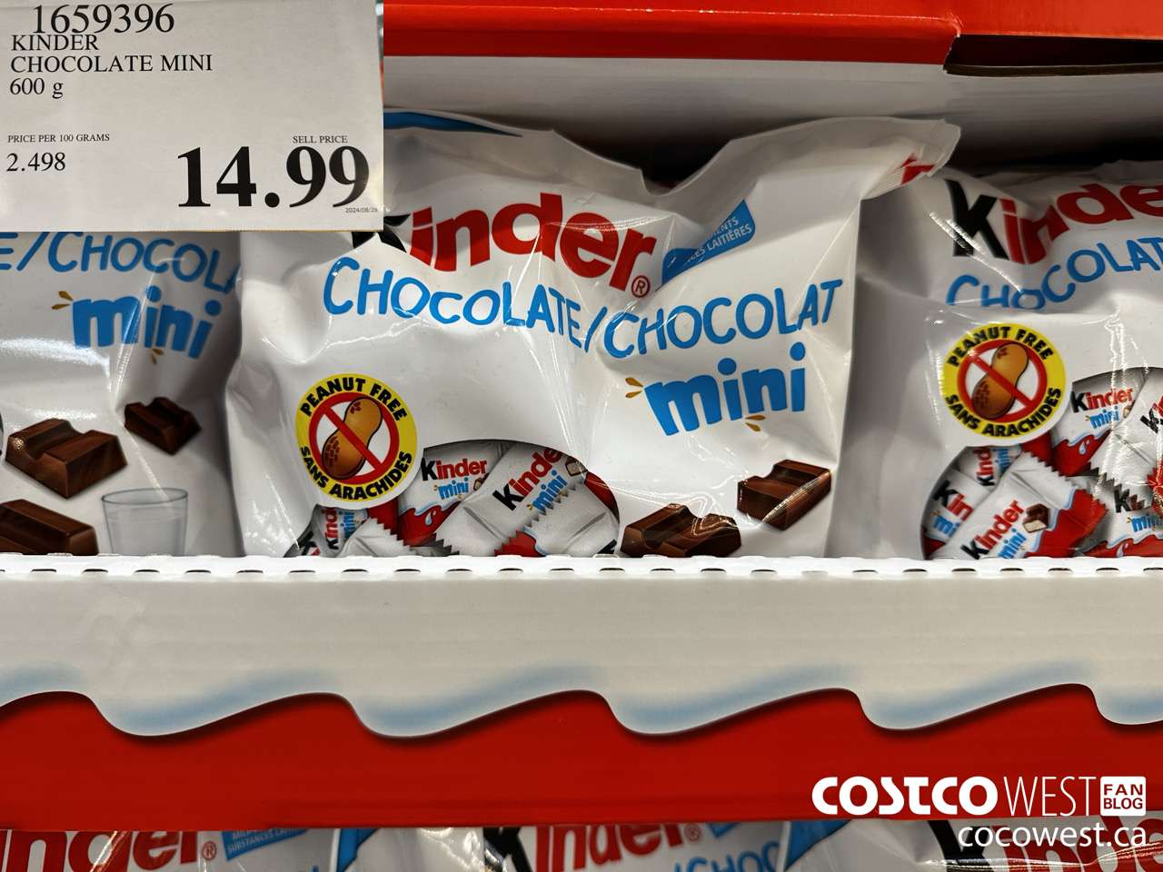 1659396 KINDER CHOCOLATE MINI 600G $14.99
