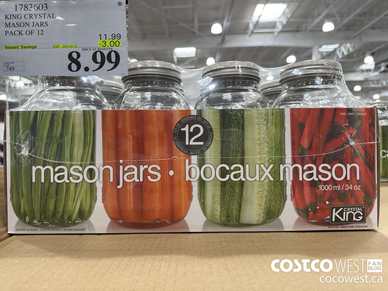 1783603 KING CRYSTAL MASON JARS PACK OF 12 ($3.00 INSTANT SAVINGS EXPIRES ON 2024-09-22) $8.99