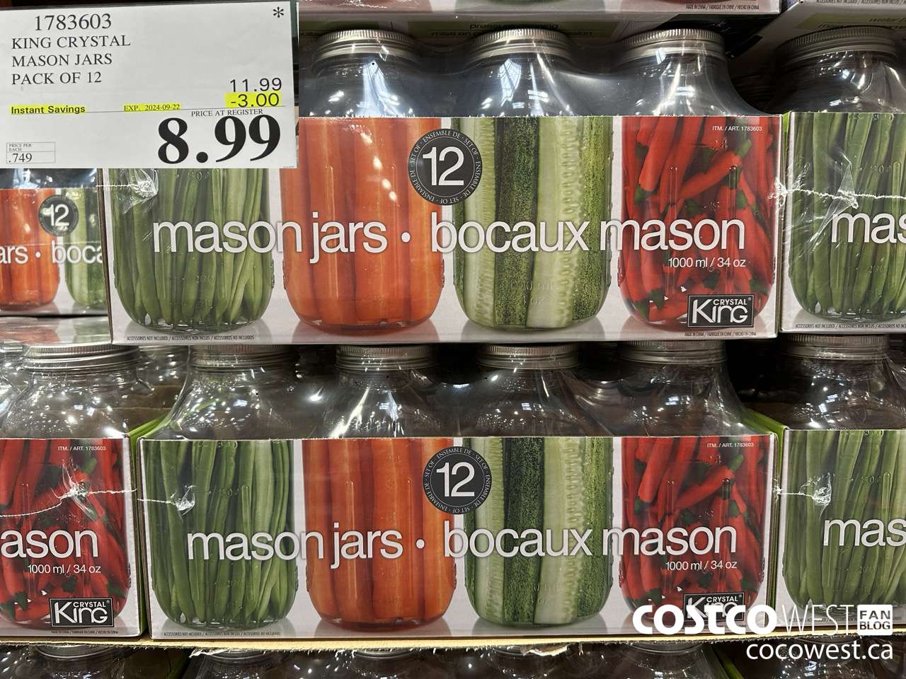 1783603 KING CRYSTAL MASON JARS PACK OF 12 ($3.00 INSTANT SAVINGS EXPIRES ON 2024-09-22) $8.99