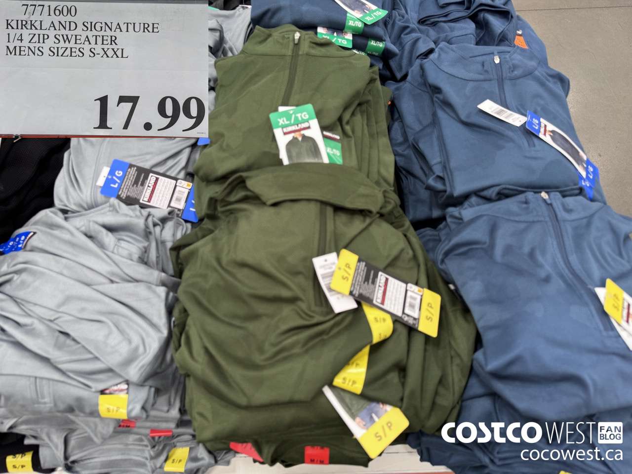 7771600 KIRKLAND SIGNATURE 1/4 ZIP SWEATER MENS SIZES S-XXL $17.99