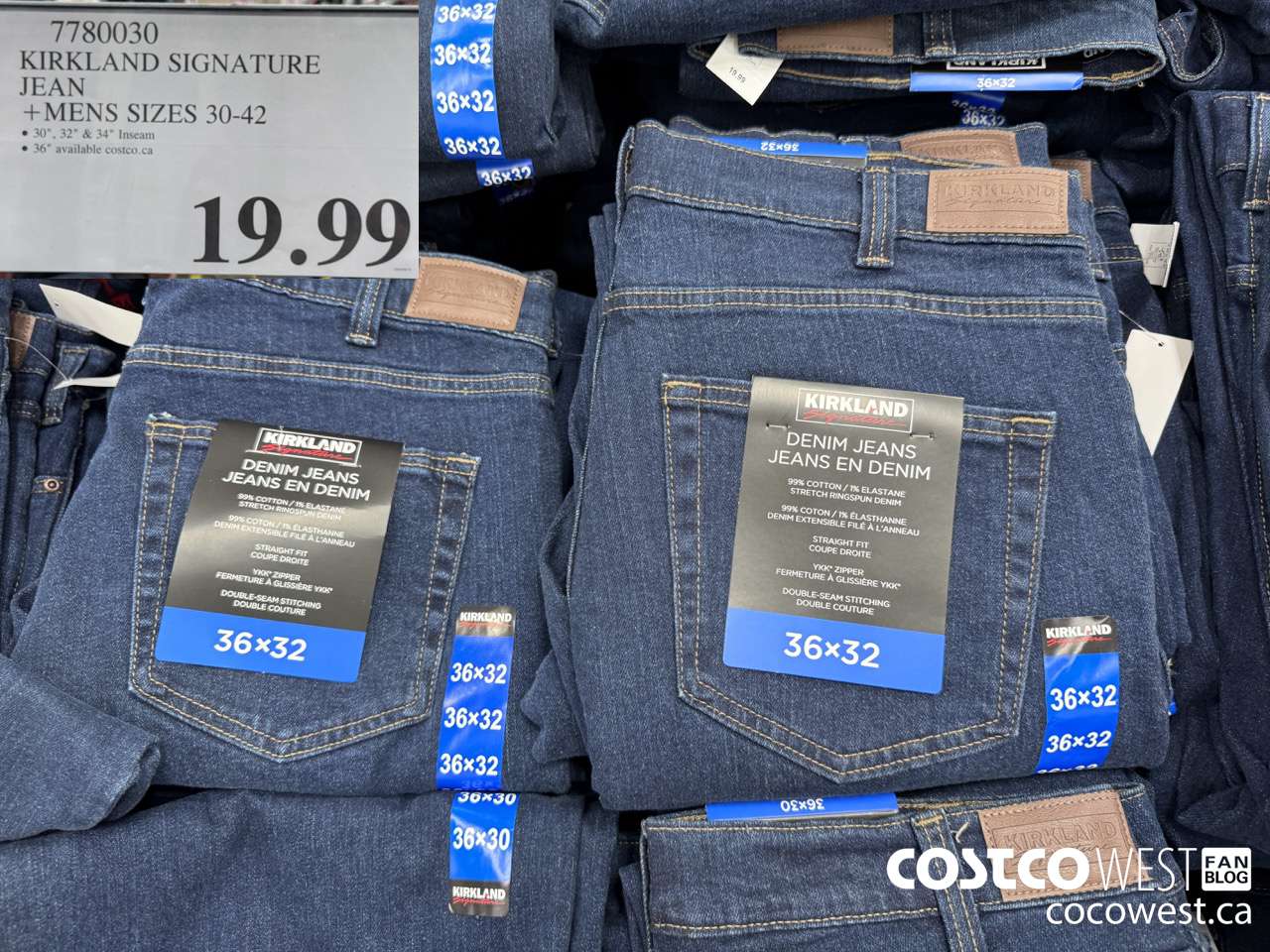 7780030 KIRKLAND SIGNATURE BLUE JEANS MENS SIZES 30-42 $19.99
