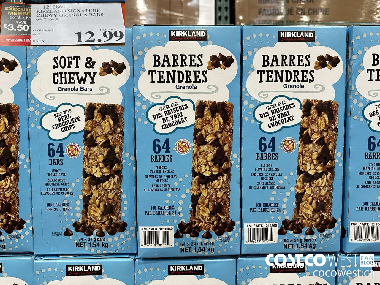 1212860 KIRKLAND SIGNATURE CHEWY GRANOLA BARS 64 X 24 G ($3.50 INSTANT SAVINGS EXPIRES ON 2024-09-15) $9.49