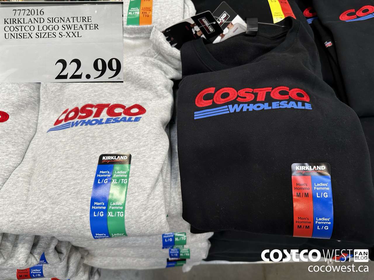 7772016 KIRKLAND SIGNATURE COSTCO LOGO SWEATER UNISEX SIZES S-XXL $22.99