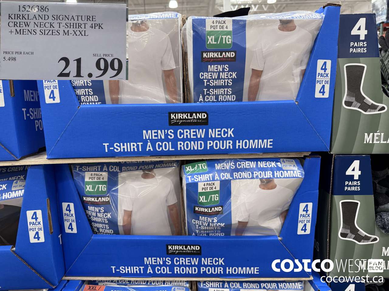 1526386 KIRKLAND SIGNATURE CREW NECK T-SHIRT 4PK MENS SIZES M-XXL $21.99