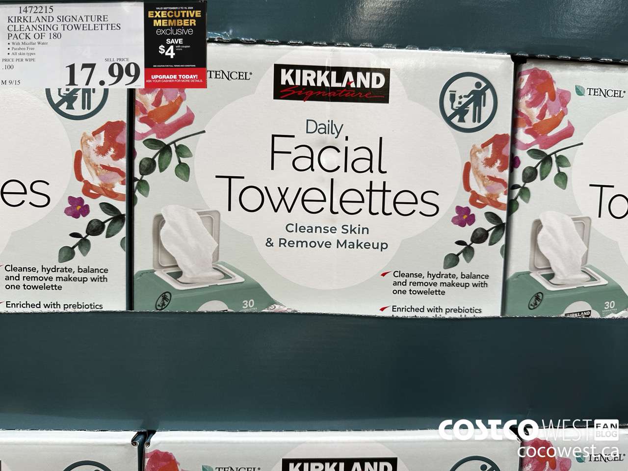 1472215 KIRKLAND SIGNATURE DAILY FACIAL TOWELETTES 180CT ($4.00 INSTANT SAVINGS EXPIRES ON 2024-09-15) $13.99