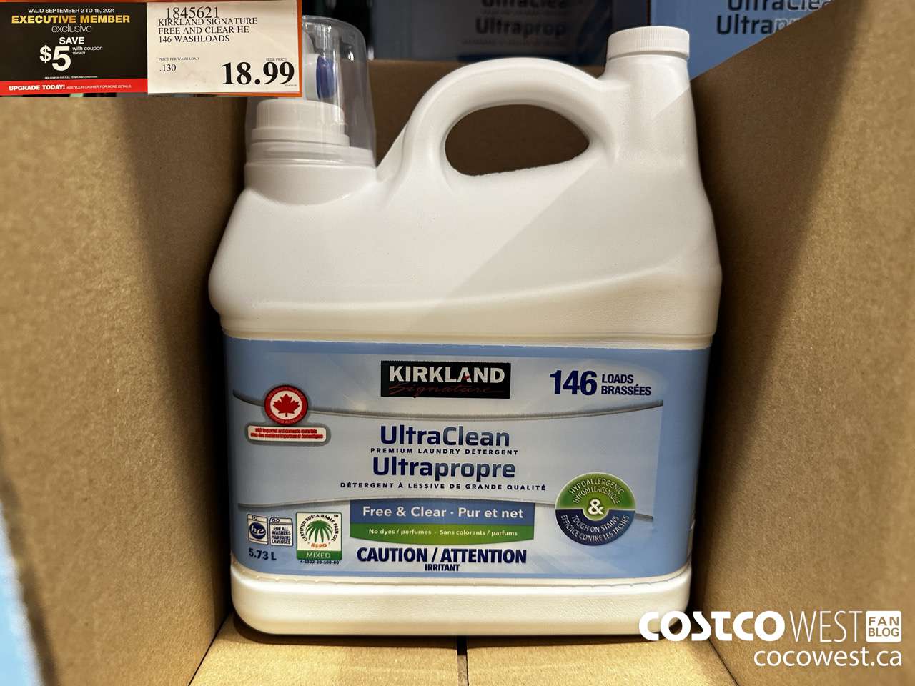 1845621 KIRKLAND SIGNATURE FREE AND CLEAR HE 5.99 L 133 WASHLOADS ($5.00 INSTANT SAVINGS EXPIRES ON 2024-09-15) $13.99