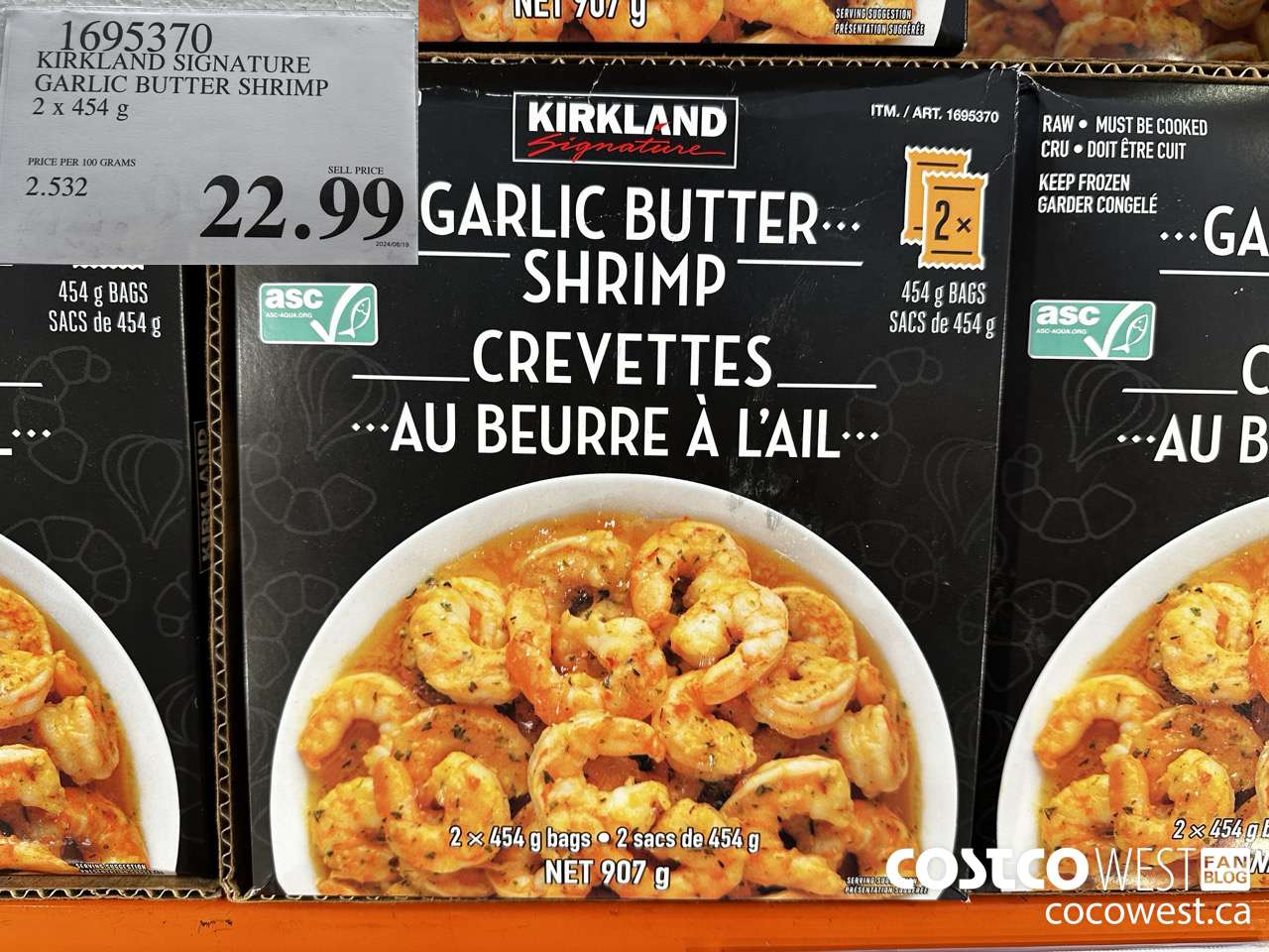 1695370 KIRKLAND SIGNATURE GARLIC BUTTER SHRIMP 2 X 454G $22.99