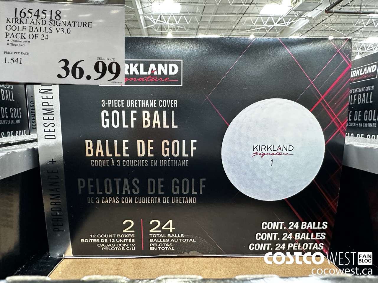 1654518 KIRKLAND SIGNATURE GOLF BALLS V3.0 PACK OF 24 $36.99