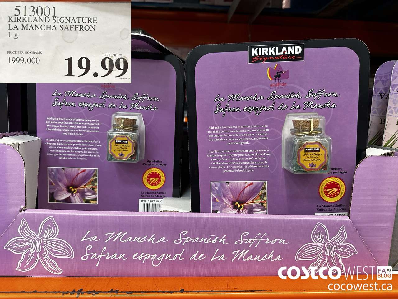 513001 KIRKLAND SIGNATURE LA MANCHA SAFFRON 1 G $19.99