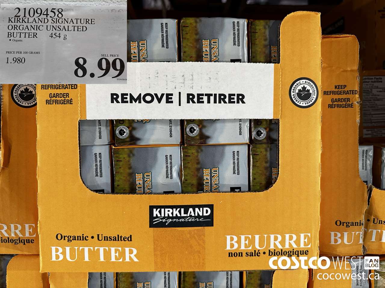2109458 KIRKLAND SIGNATURE ORGANIC UNSALTED BUTTER $8.99