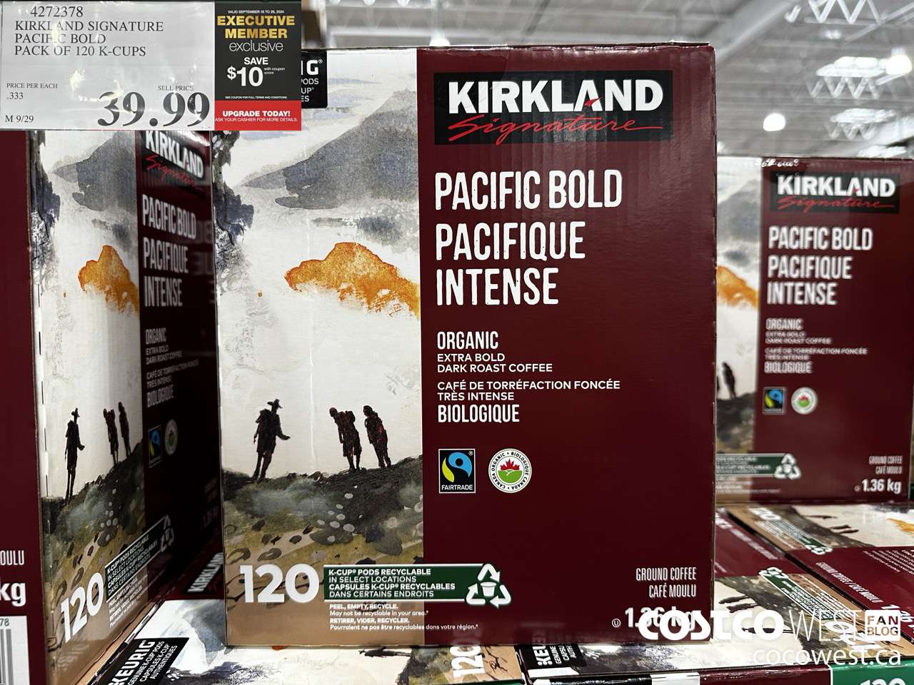 4272378 KIRKLAND SIGNATURE PACIFIC BOLD PACK OF 120 K-CUPS ($10.00 INSTANT SAVINGS EXPIRES ON 2024-09-29) $29.99