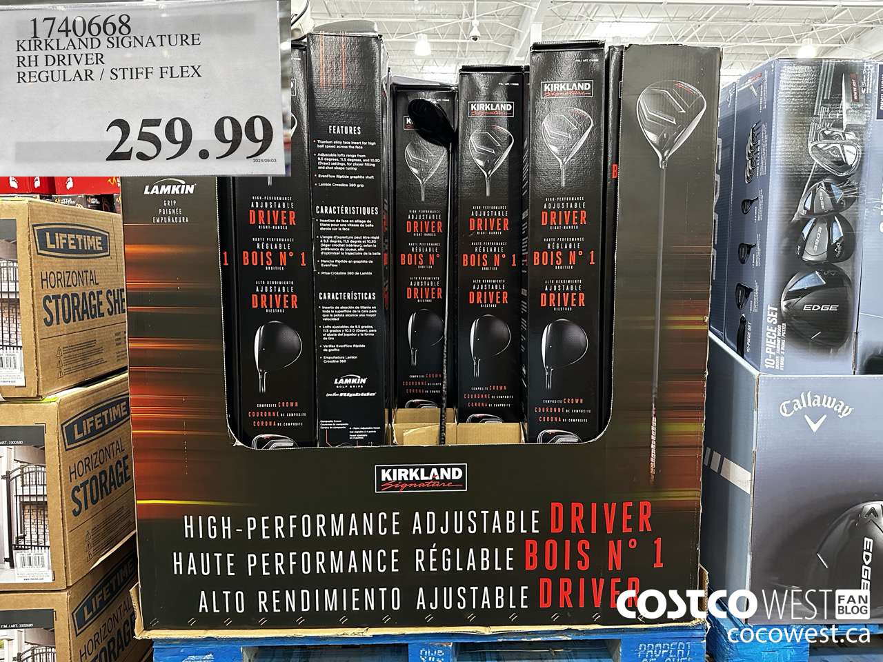 1740668 KIRKLAND SIGNATURE RH DRIVER REGULAR/STIFF FLEX $259.99