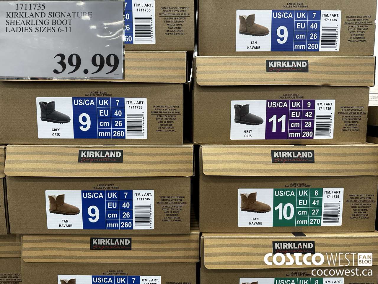 1711735 KIRKLAND SIGNATURE SHEARLING BOOT LADIES SIZES 6-11 $39.99