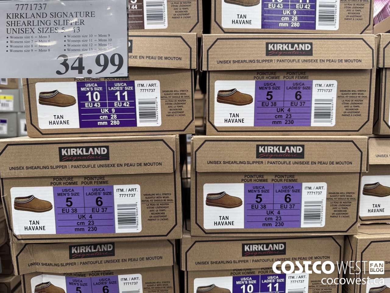 7771737 KIRKLAND SIGNATURE SHEARLING SLIPPER UNISEX SIZES 5-13 $34.99