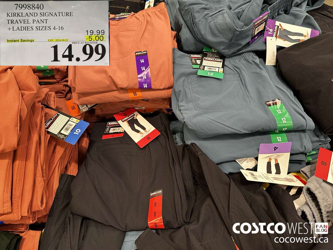 7998840 KIRKLAND SIGNATURE TRAVEL PANT LADIES SIZES 4-16 ($5.00 INSTANT SAVINGS EXPIRES ON 2024-09-22) $14.99