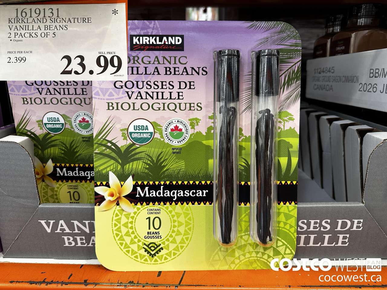 1619131 KIRKLAND SIGNATURE VANILLA BEANS 2 PACKS OF 5 $23.99