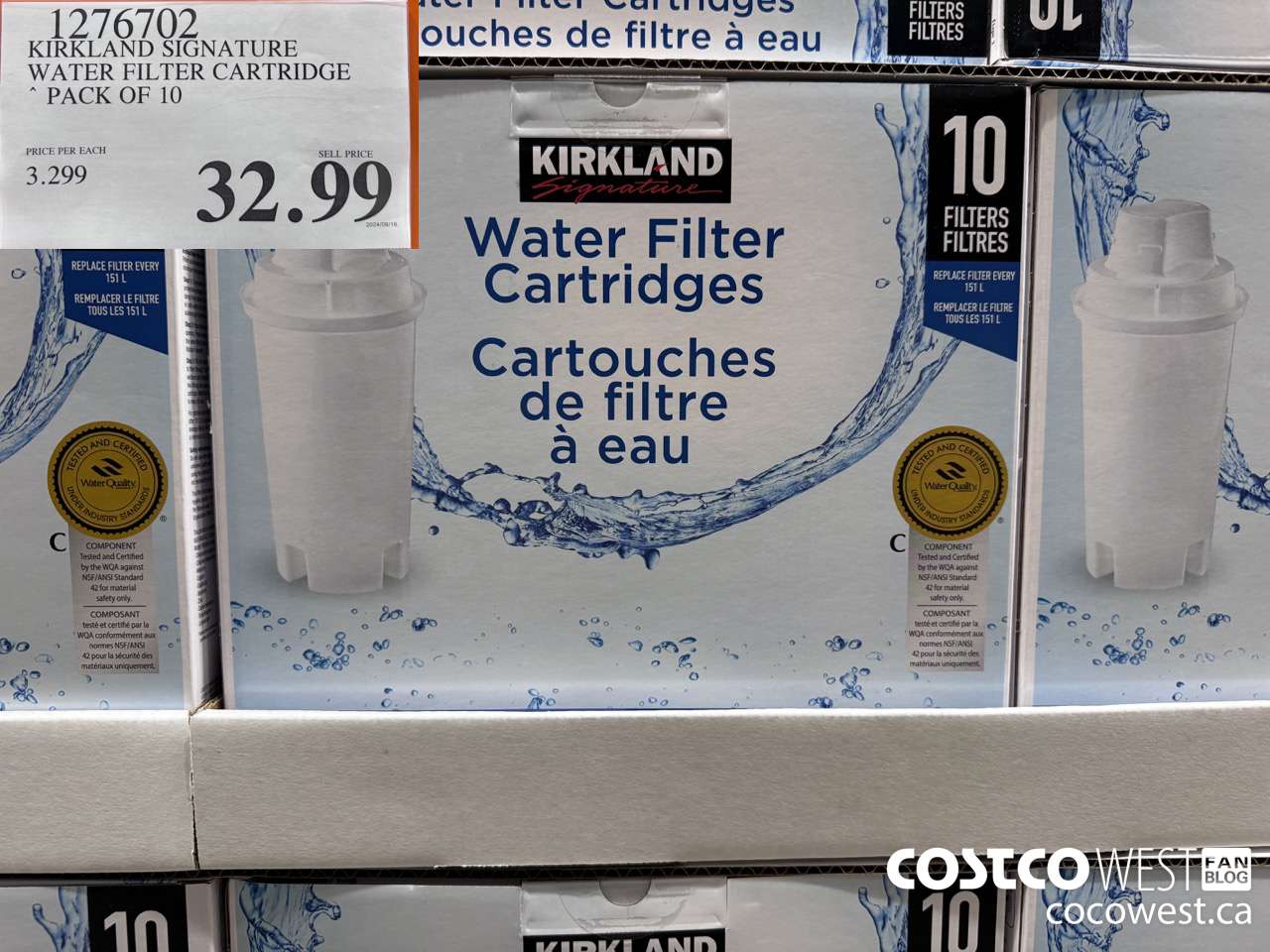 1276702 KIRKLAND SIGNATURE WATER FILTER CARTRIDGE PACK OF 10 $32.99