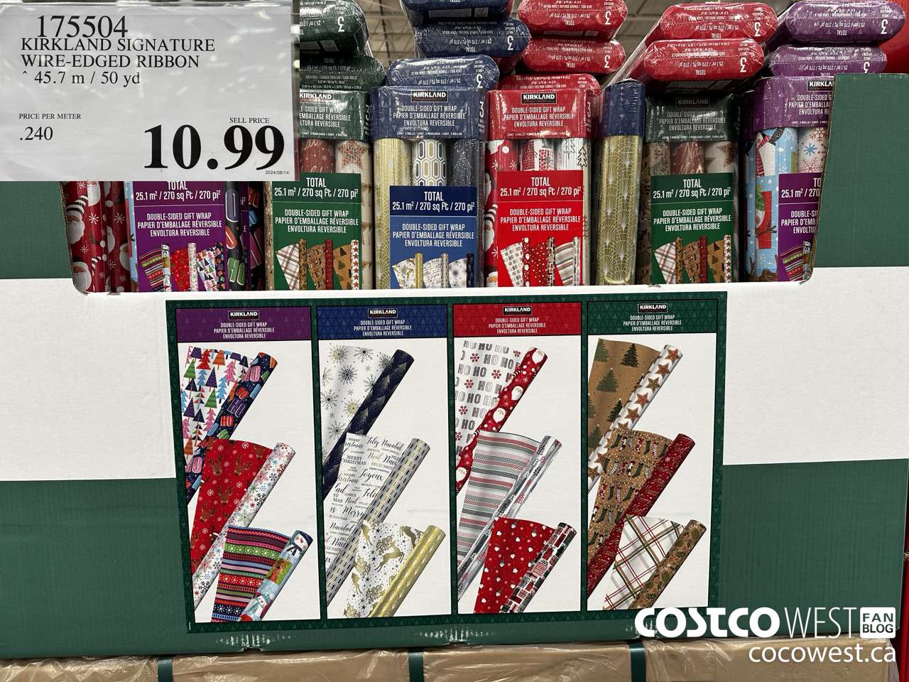 175504 KIRKLAND SIGNATURE WIRE-EDGED RIBBON 45.7M / 50 YD $10.99