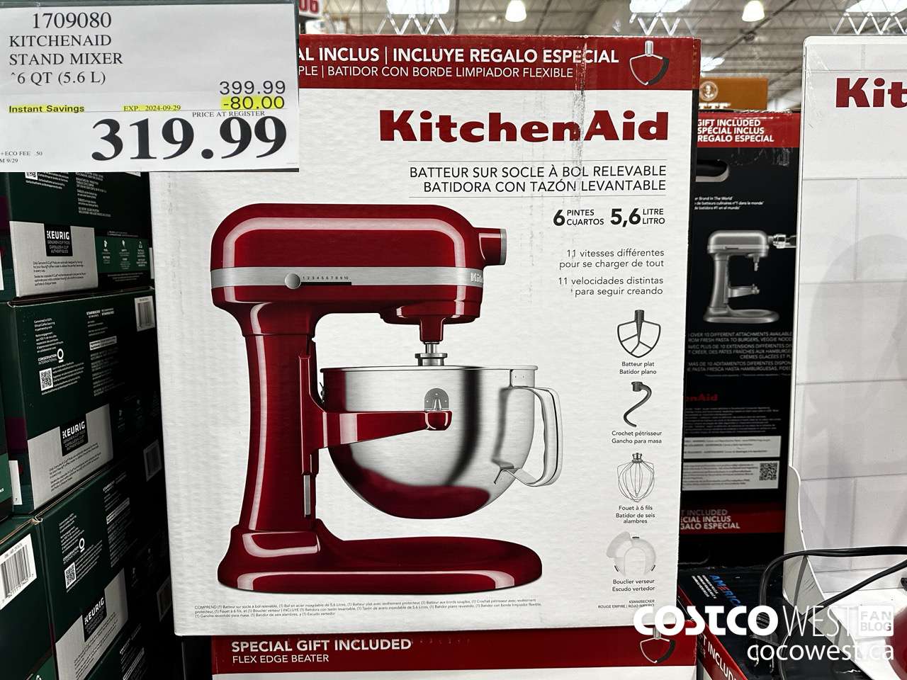 1709080 KITCHENAID STAND MIXER 6QT (5.6L) ($80.00 INSTANT SAVINGS EXPIRES ON 2024-09-29) $319.99
