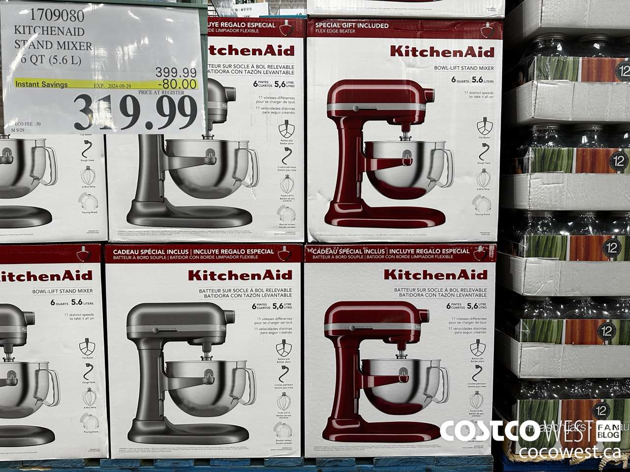 1709080 KITCHENAID STAND MIXER 6QT (5.6L) ($80.00 INSTANT SAVINGS EXPIRES ON 2024-09-29) $319.99