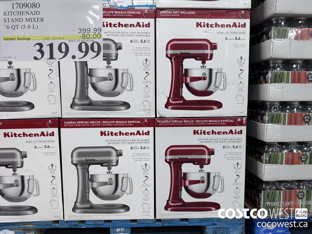 1709080 KITCHENAID STAND MIXER 6QT (5.6L) ($80.00 INSTANT SAVINGS EXPIRES ON 2024-09-29) $319.99