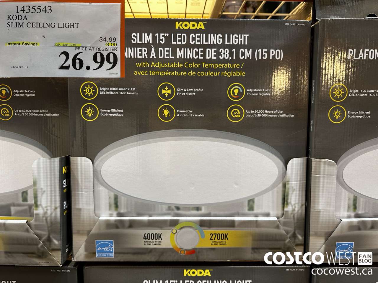1435543 KODA SLIM CEILING LIGHT ($8.00 INSTANT SAVINGS EXPIRES ON 2024-10-06) $26.99